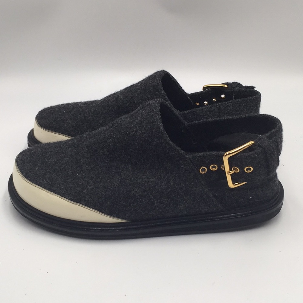 MARNI FELT SLINGBACK SANDALS FLATS SIZE 361/2